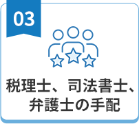 税理士、司法書士、弁護士の手配
